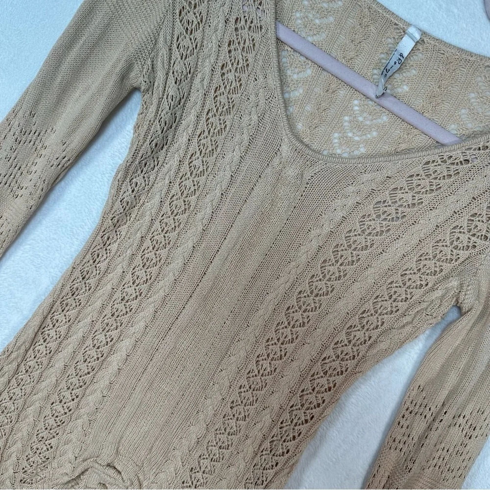 Women’s Crotchet‎ Top Cotton Blend Long Sleeve Pointelle Knit Size S Y2K Style